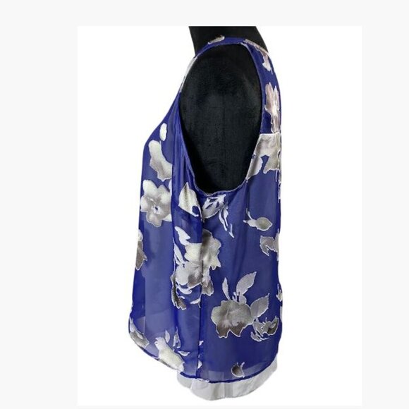 Simply Vera Vera Wang Sheer Burnout Floral Tank Top Dark Periwinkle  Size L  EUC - Picture 4 of 8
